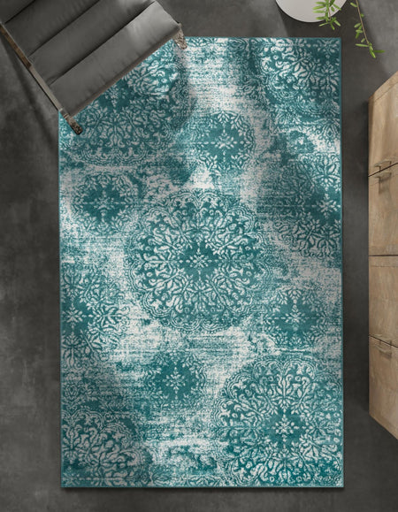 Riviera Elegance Collection Area Rug -  Monaco (Turquoise)