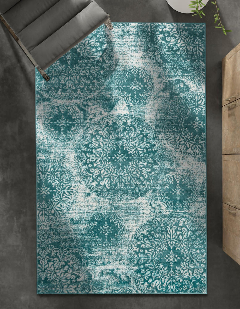 Riviera Elegance Collection Area Rug -  Monaco (Turquoise) Rectangle Turquoise  lifestyle 19