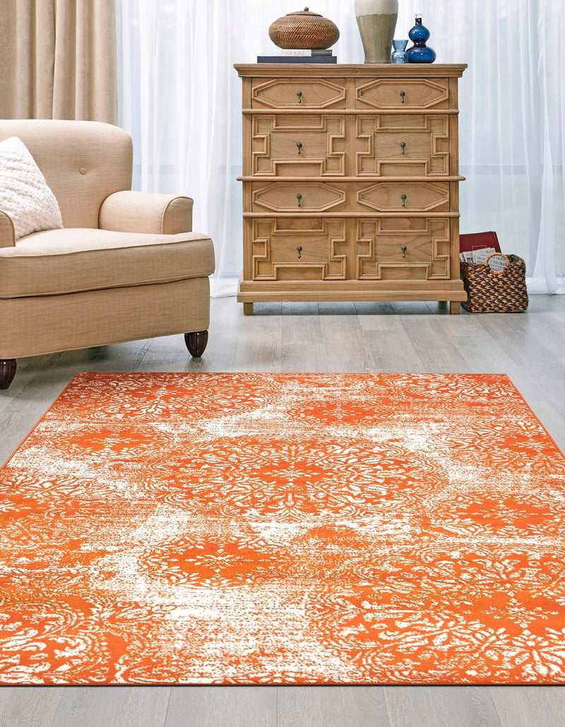 Riviera Elegance Collection Area Rug -  Monaco (Orange) Rectangle Orange  lifestyle 3