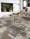 Gobi Sands Collection Area Rug - Dunhuang Square Green  lifestyle 60