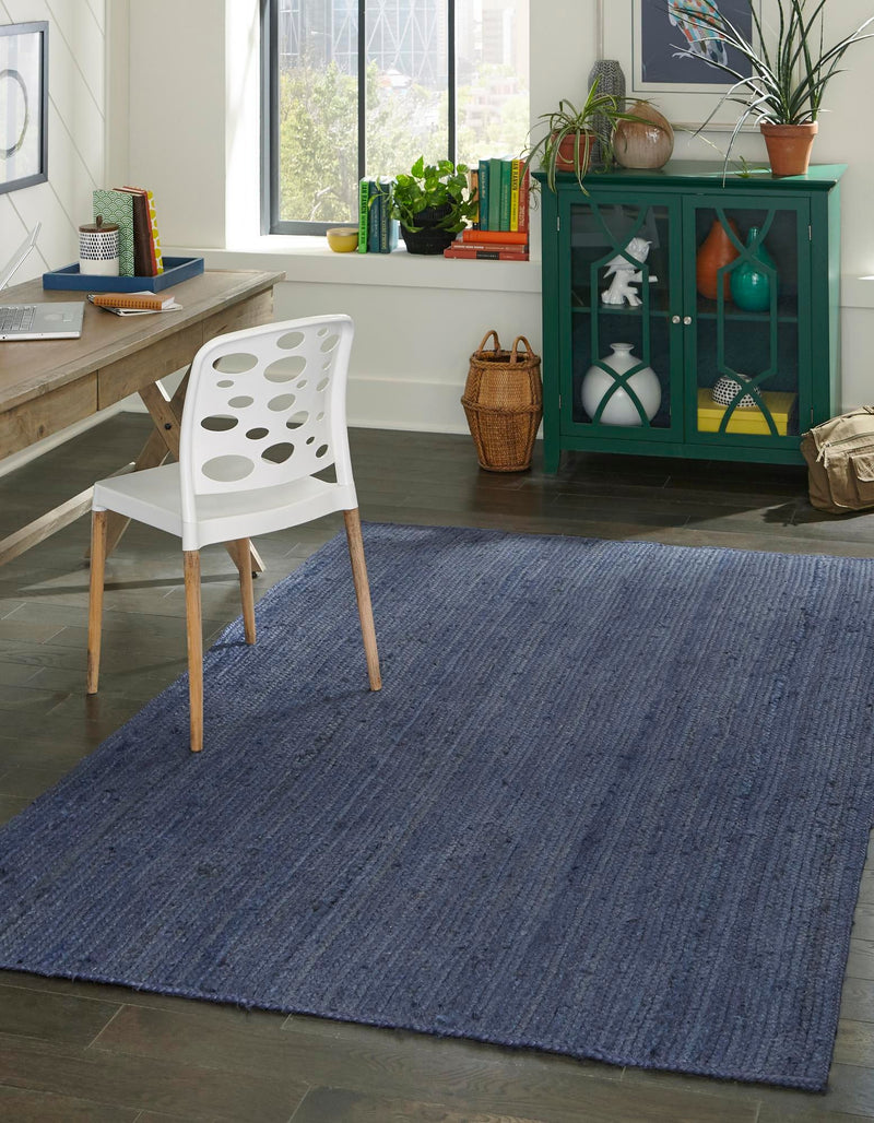 Woven Seaside Jute Collection Area Rug - Savannah (Navy Blue) Rectangle Navy Blue  lifestyle 2