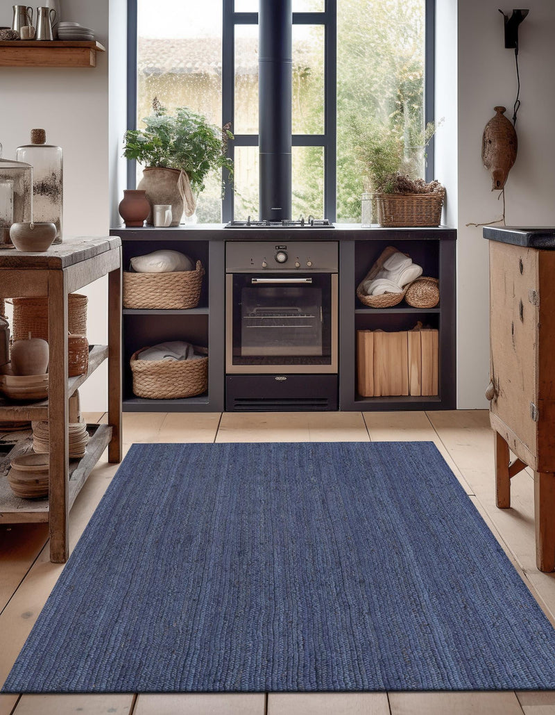 Woven Seaside Jute Collection Area Rug - Savannah (Navy Blue) Rectangle Navy Blue  lifestyle 8