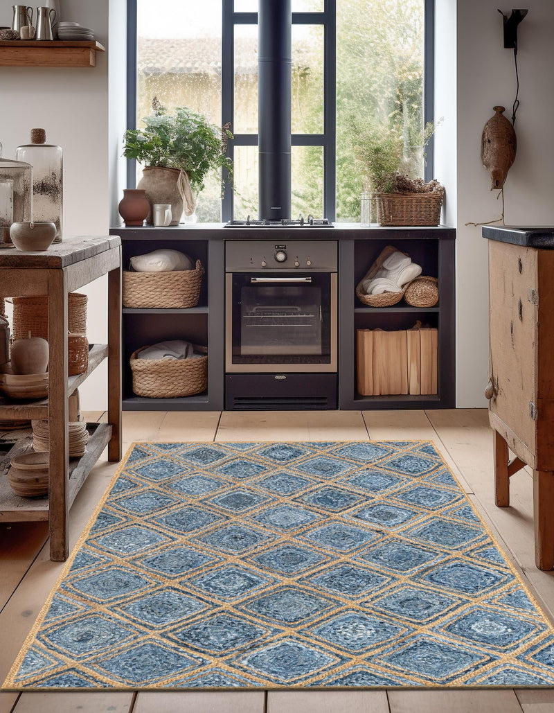 Woven Seaside Jute Collection Area Rug - Marina Rectangle Blue  lifestyle 8