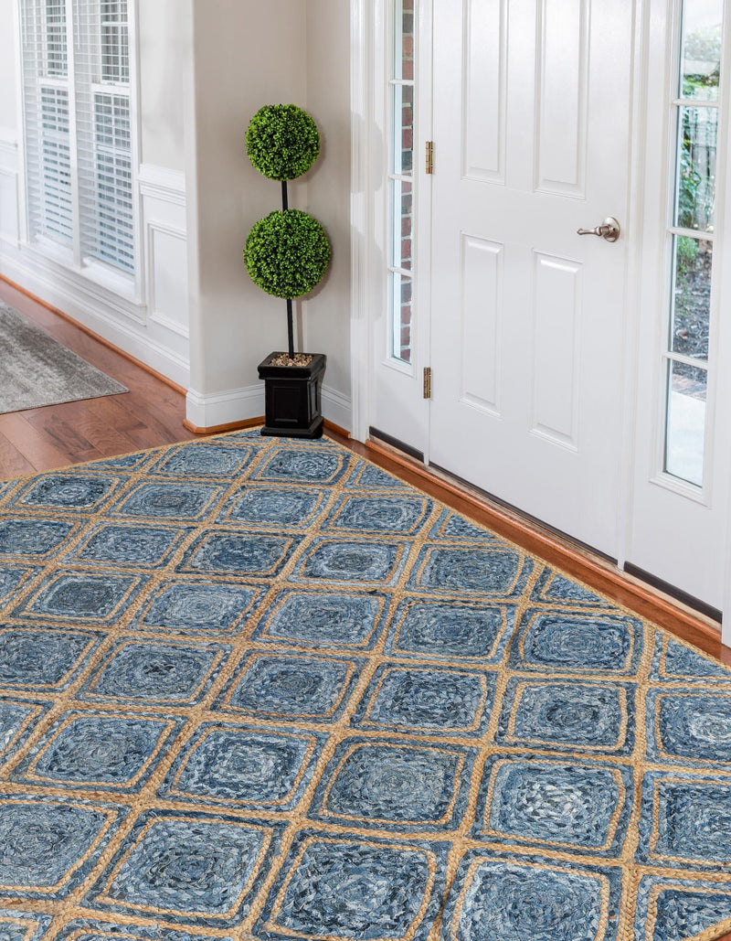 Woven Seaside Jute Collection Area Rug - Marina Rectangle Blue  lifestyle 12