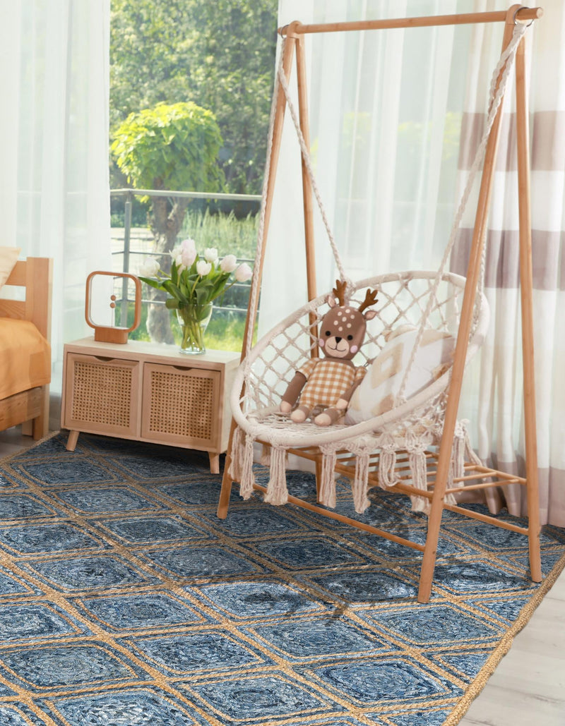 Woven Seaside Jute Collection Area Rug - Marina Rectangle Blue  lifestyle 23