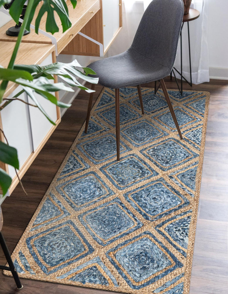 Woven Seaside Jute Collection Area Rug - Marina Runner Blue  lifestyle 69