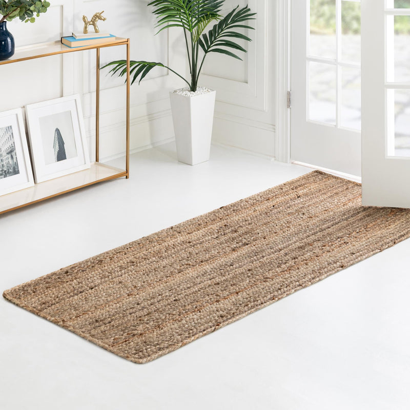 Woven Seaside Jute Collection Area Rug - Savannah (Natural) Runner Natural  lifestyle 143