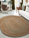 Woven Seaside Jute Collection Area Rug - Savannah (Natural) Oval Natural  lifestyle 31