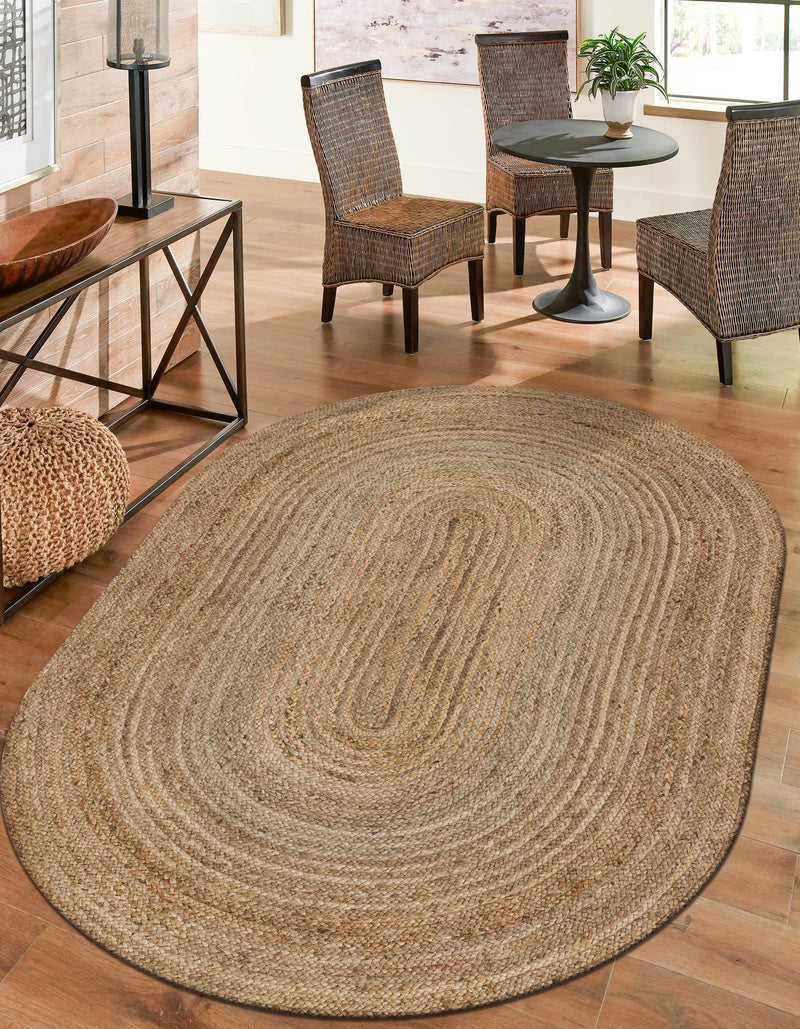 Woven Seaside Jute Collection Area Rug - Savannah (Natural) Oval Natural  lifestyle 56