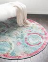 Caribbean Breeze Collection Area Rug -  Lucia Round Turquoise  lifestyle 45