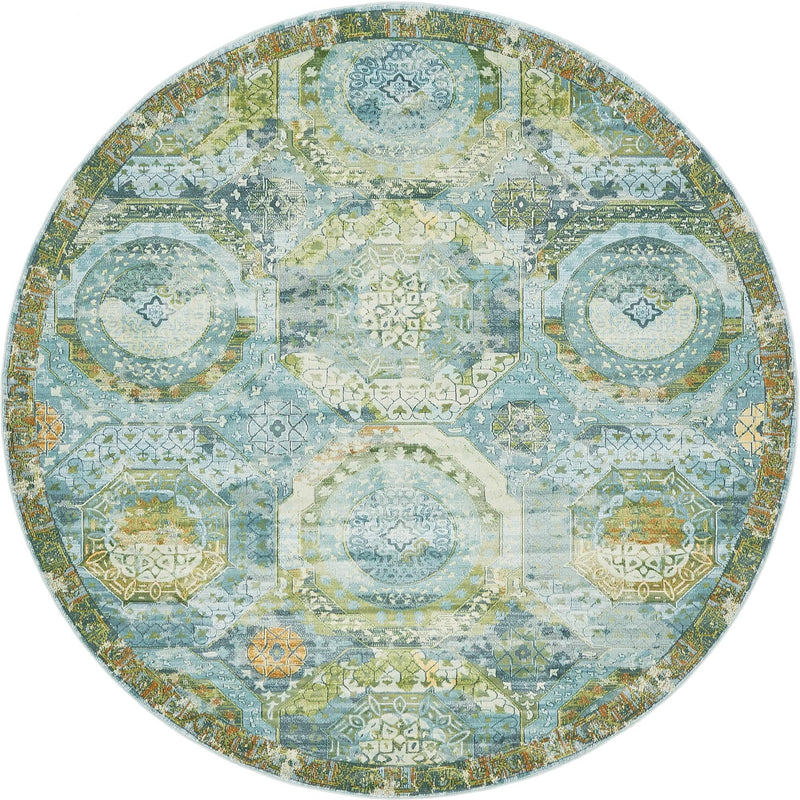 Caribbean Breeze Collection Area Rug -  Lucia Round Light Blue  lifestyle 35