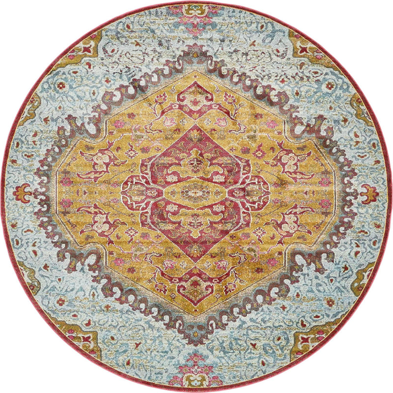 Caribbean Breeze Collection Area Rug -  Zemi Round Gold  lifestyle 11