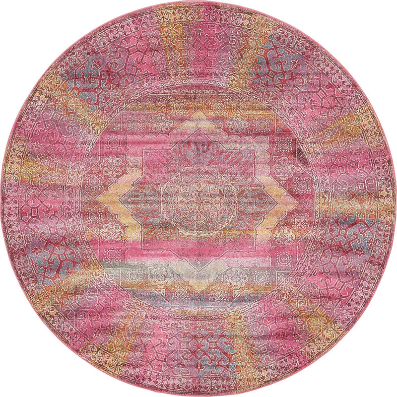 Caribbean Breeze Collection Area Rug -  Roatan Round Pink  lifestyle 11