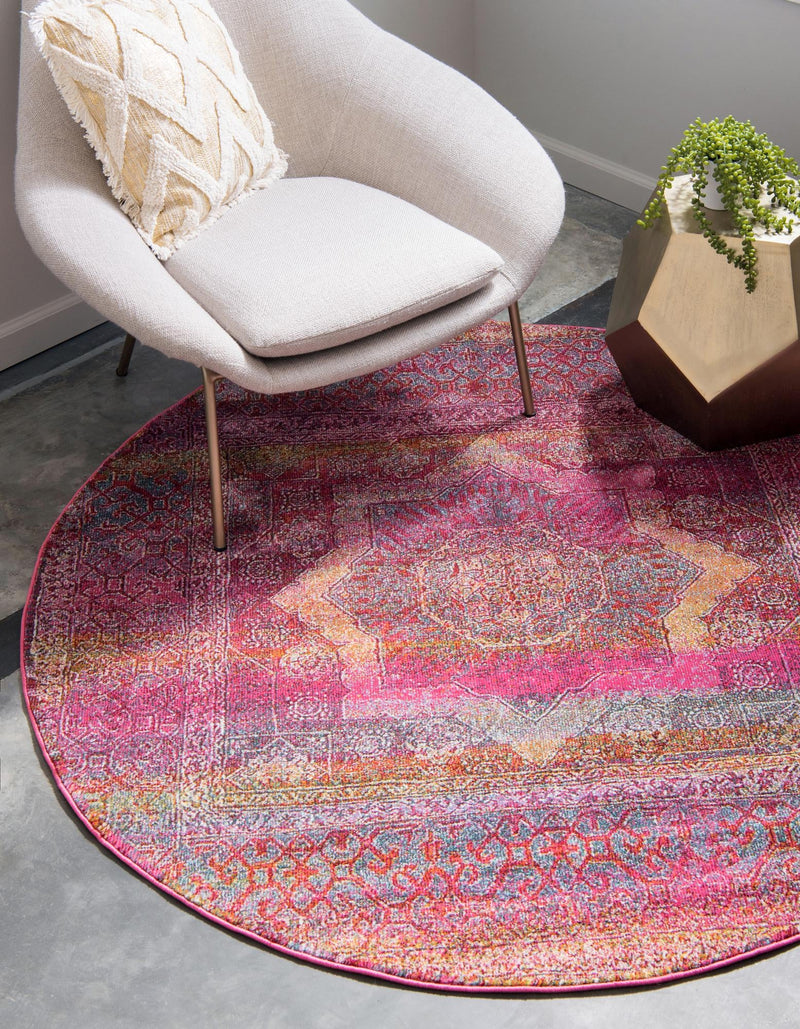 Caribbean Breeze Collection Area Rug -  Roatan Round Pink  lifestyle 13