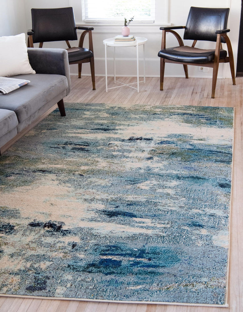 Chromatic Oasis Collection Area Rug -  Serene Rectangle Light Blue  lifestyle 2