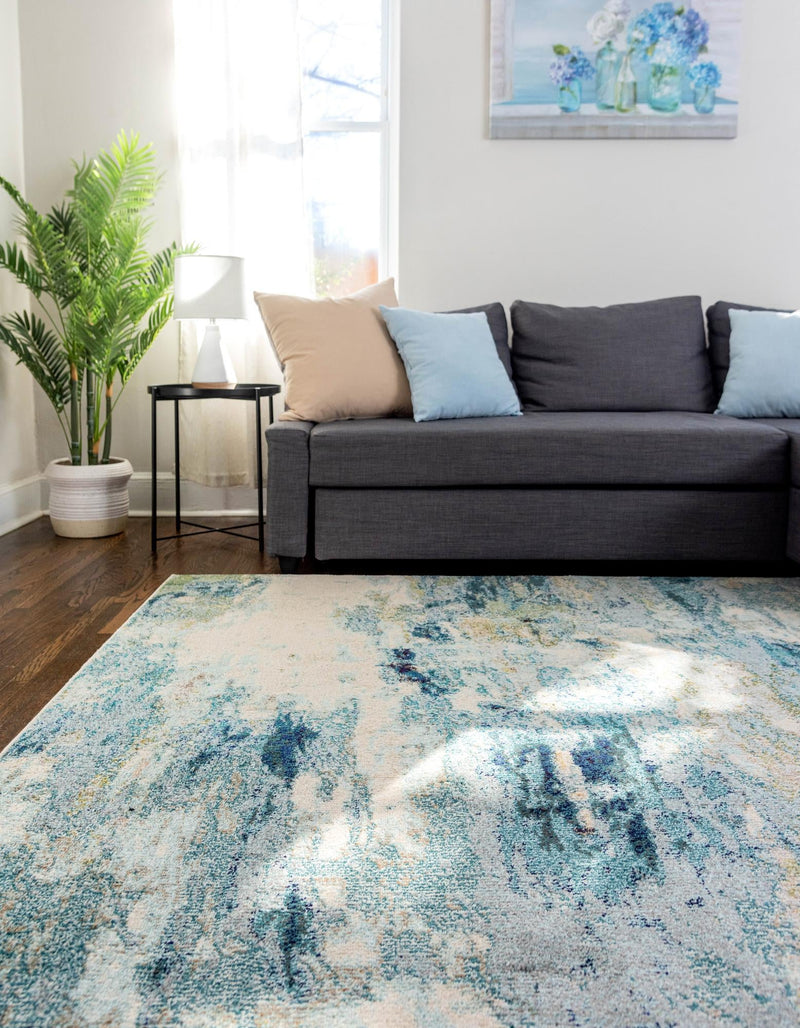 Chromatic Oasis Collection Area Rug -  Serene Rectangle Light Blue  lifestyle 8