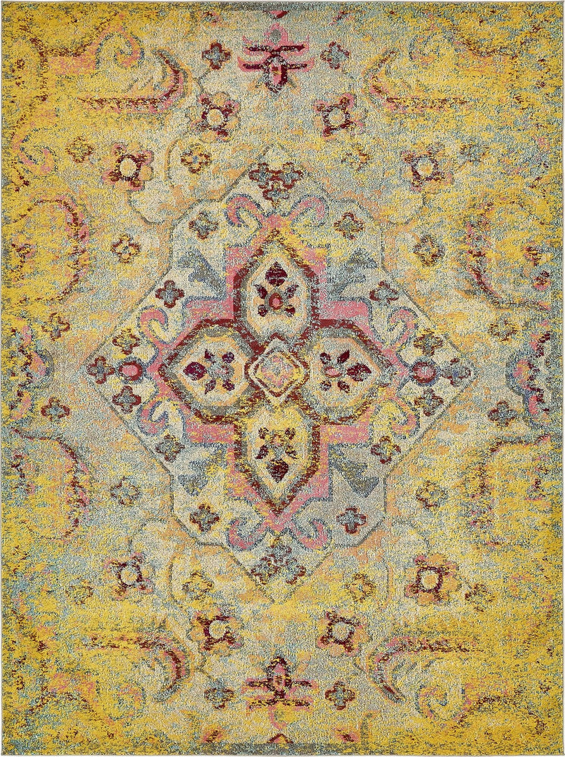 Venetian Tapestry Collection Area Rug -  Castello Rectangle Yellow Main