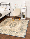 Copenhagen Dahlia Collection Area Rug -  Valby Square Beige  lifestyle 21