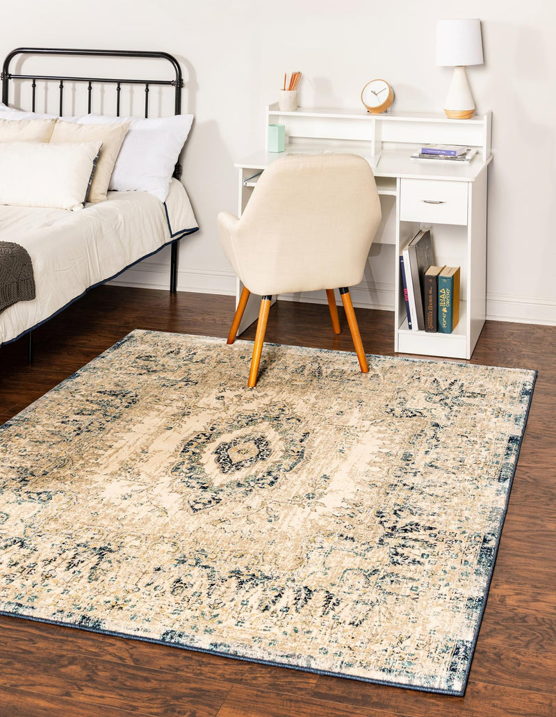 Copenhagen Dahlia Collection Area Rug -  Valby Square Beige  lifestyle 21