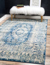 Copenhagen Dahlia Collection Area Rug -  Valby Rectangle Navy Blue  lifestyle 4