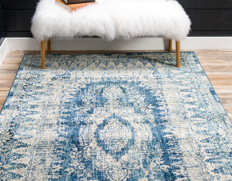 Copenhagen Dahlia Collection Area Rug -  Valby Rectangle Navy Blue  lifestyle 11