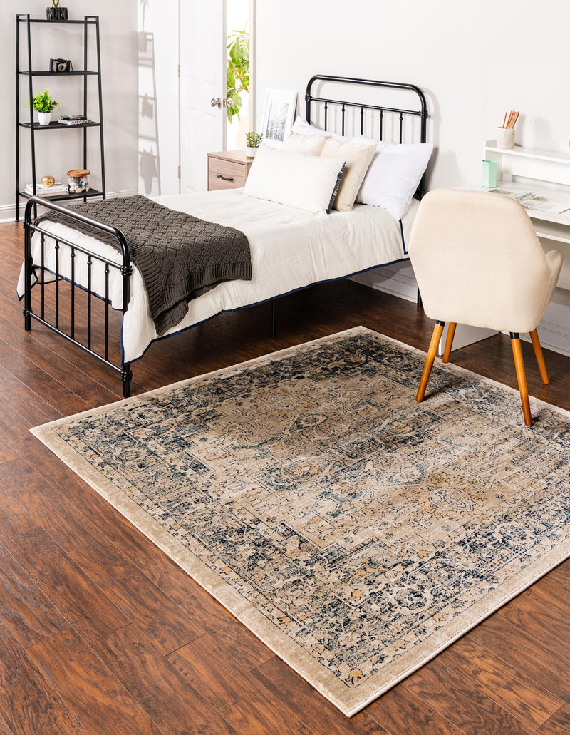 Copenhagen Dahlia Collection Area Rug -  Hellerup Square Beige  lifestyle 23