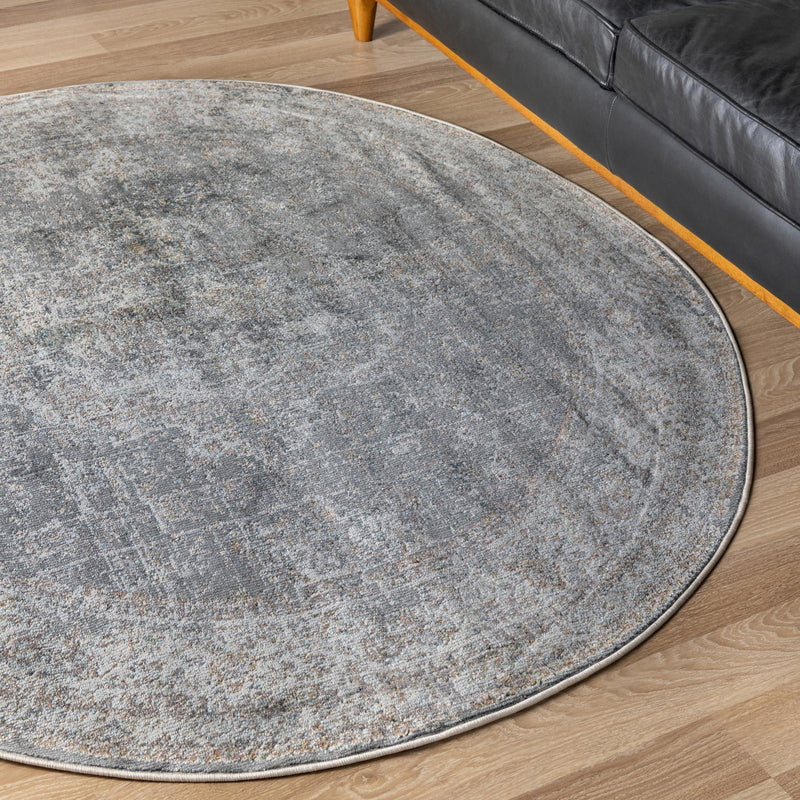 Caribbean Breeze Collection Area Rug -  Utila Round Fume Gray  lifestyle 95