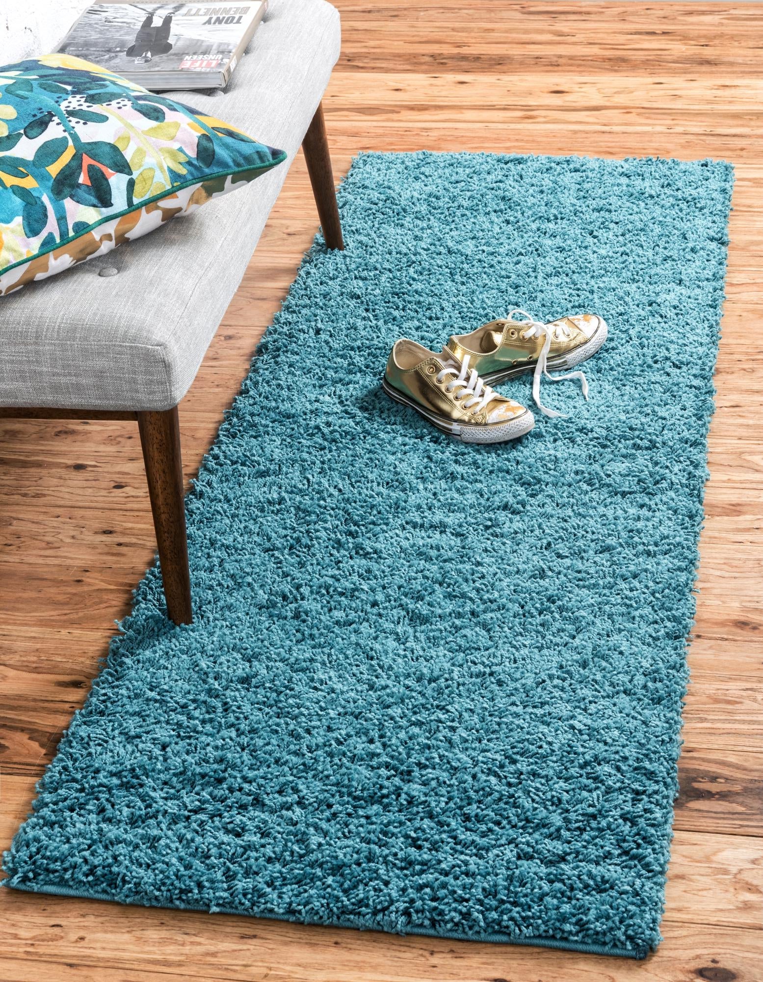 Plush Oasis Collection Area Rug - Serenity (Deep Aqua Blue)