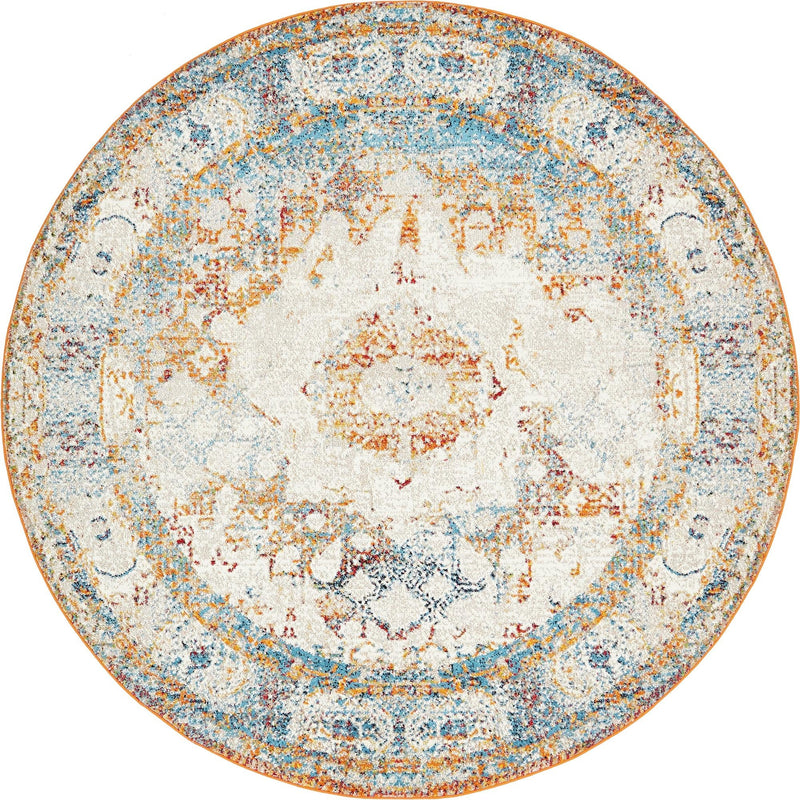 Amalfi Coast Woven Collection Area Rug -  Ravello Round Beige  lifestyle 14