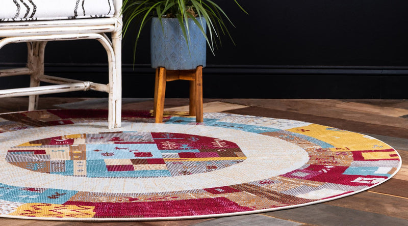 Nomad Haven Collection Area Rug -  Sonoran Round Multi  lifestyle 15