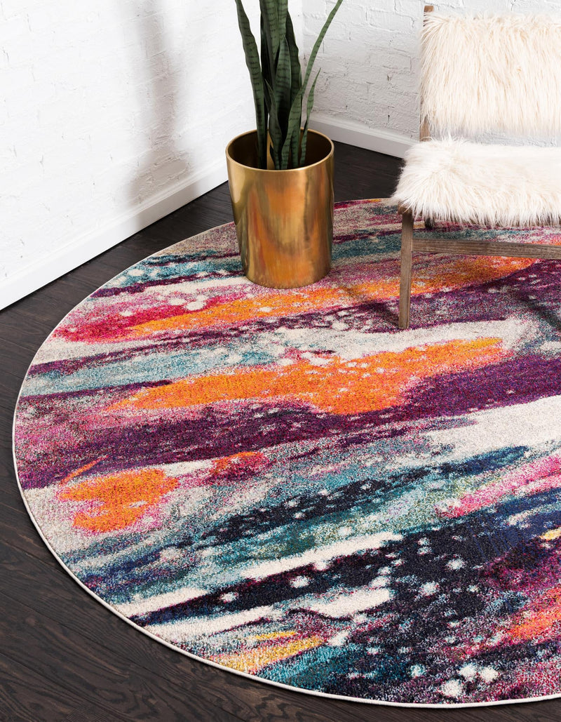 Chromatic Oasis Collection Area Rug -  Solace Round Multi  lifestyle 16