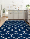 Lattice Garden Collection Area Rug -  Pergolatown (Navy Blue) Rectangle Navy Blue  lifestyle 3