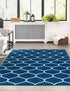 Trellis Mosaic Collection Area Rug -  Pergolatown (Navy Blue)