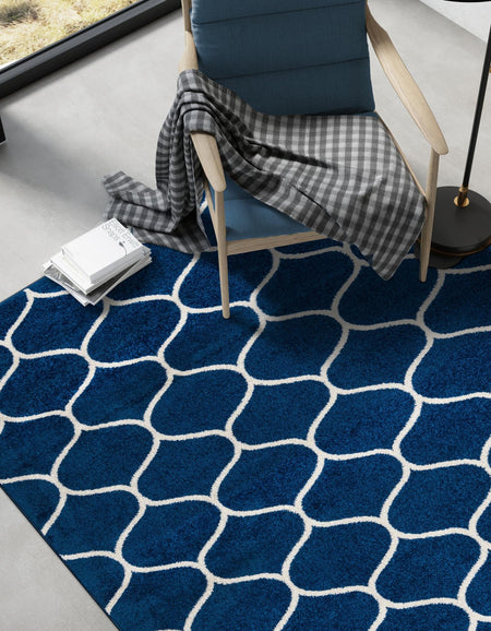 Trellis Mosaic Collection Area Rug -  Pergolatown (Navy Blue)