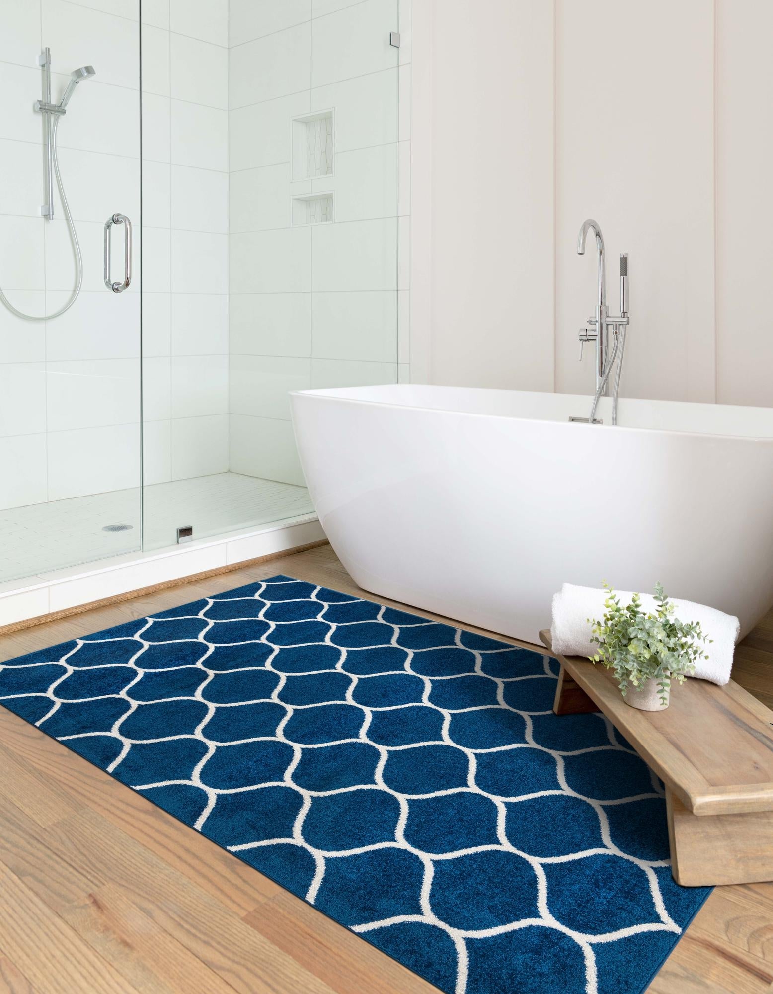 Trellis Mosaic Collection Area Rug -  Pergolatown (Navy Blue)