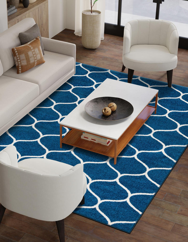 Lattice Garden Collection Area Rug -  Pergolatown (Navy Blue) Rectangle Navy Blue  lifestyle 11