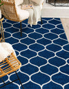 Lattice Garden Collection Area Rug -  Pergolatown (Navy Blue) Rectangle Navy Blue  lifestyle 15