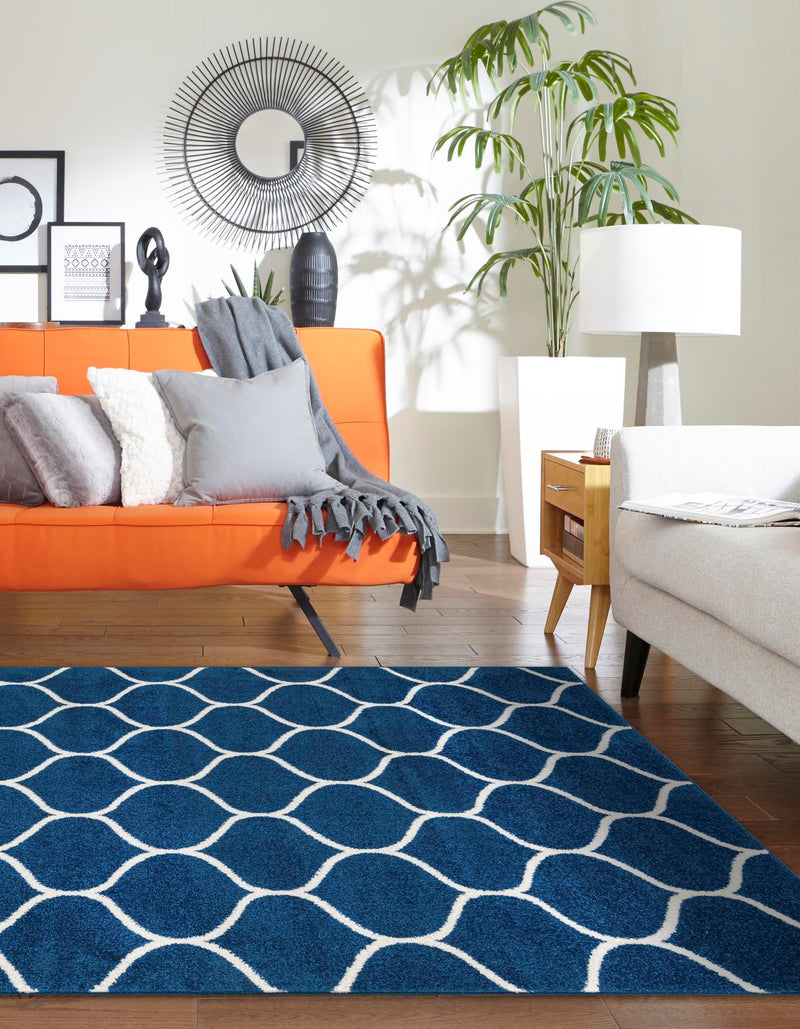 Lattice Garden Collection Area Rug -  Pergolatown (Navy Blue) Rectangle Navy Blue  lifestyle 17