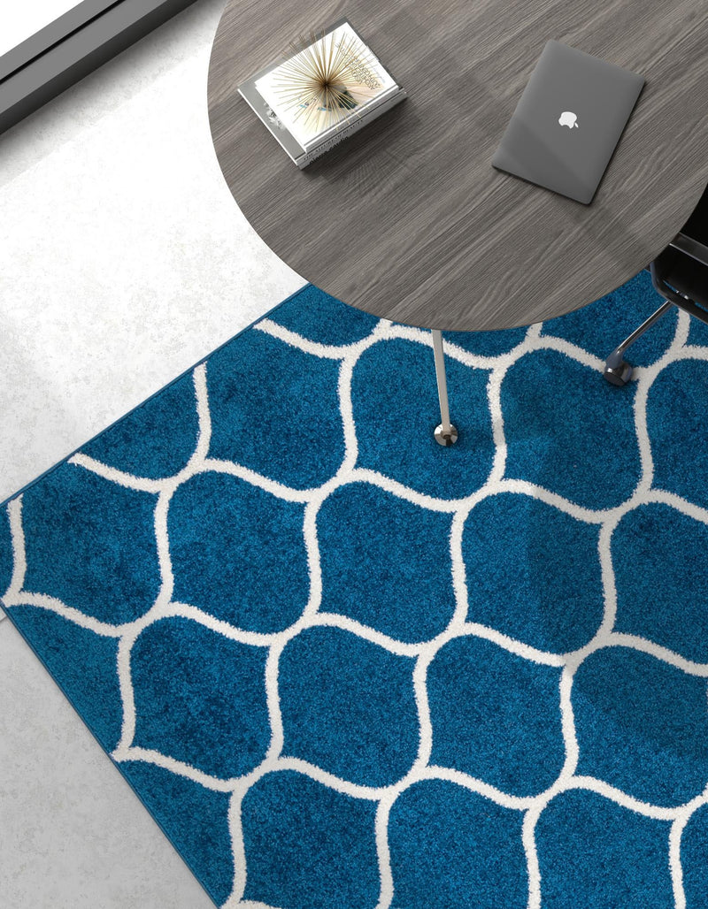 Lattice Garden Collection Area Rug -  Pergolatown (Navy Blue) Rectangle Navy Blue  lifestyle 19