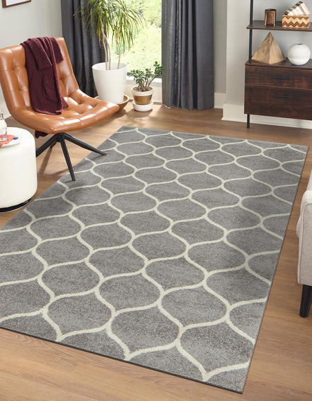 Trellis Mosaic Collection Area Rug -  Pergolatown (Light Gray)