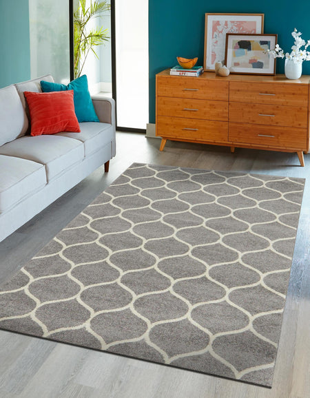 Trellis Mosaic Collection Area Rug -  Pergolatown (Light Gray)