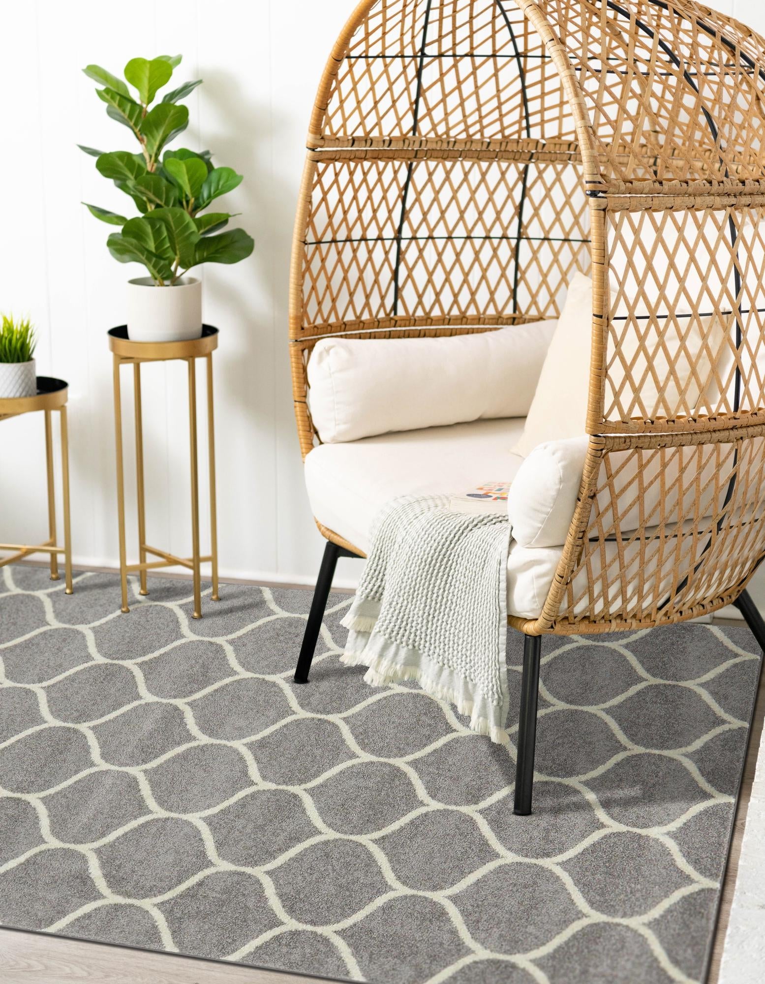 Trellis Mosaic Collection Area Rug -  Pergolatown (Light Gray)