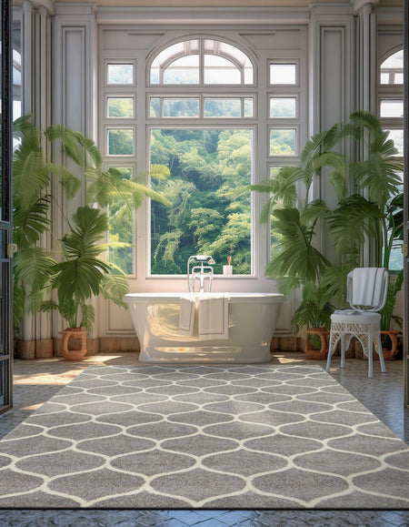 Trellis Mosaic Collection Area Rug -  Pergolatown (Light Gray)