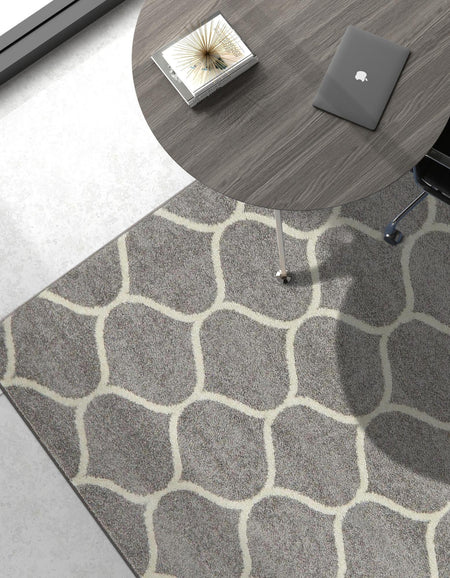 Trellis Mosaic Collection Area Rug -  Pergolatown (Light Gray)