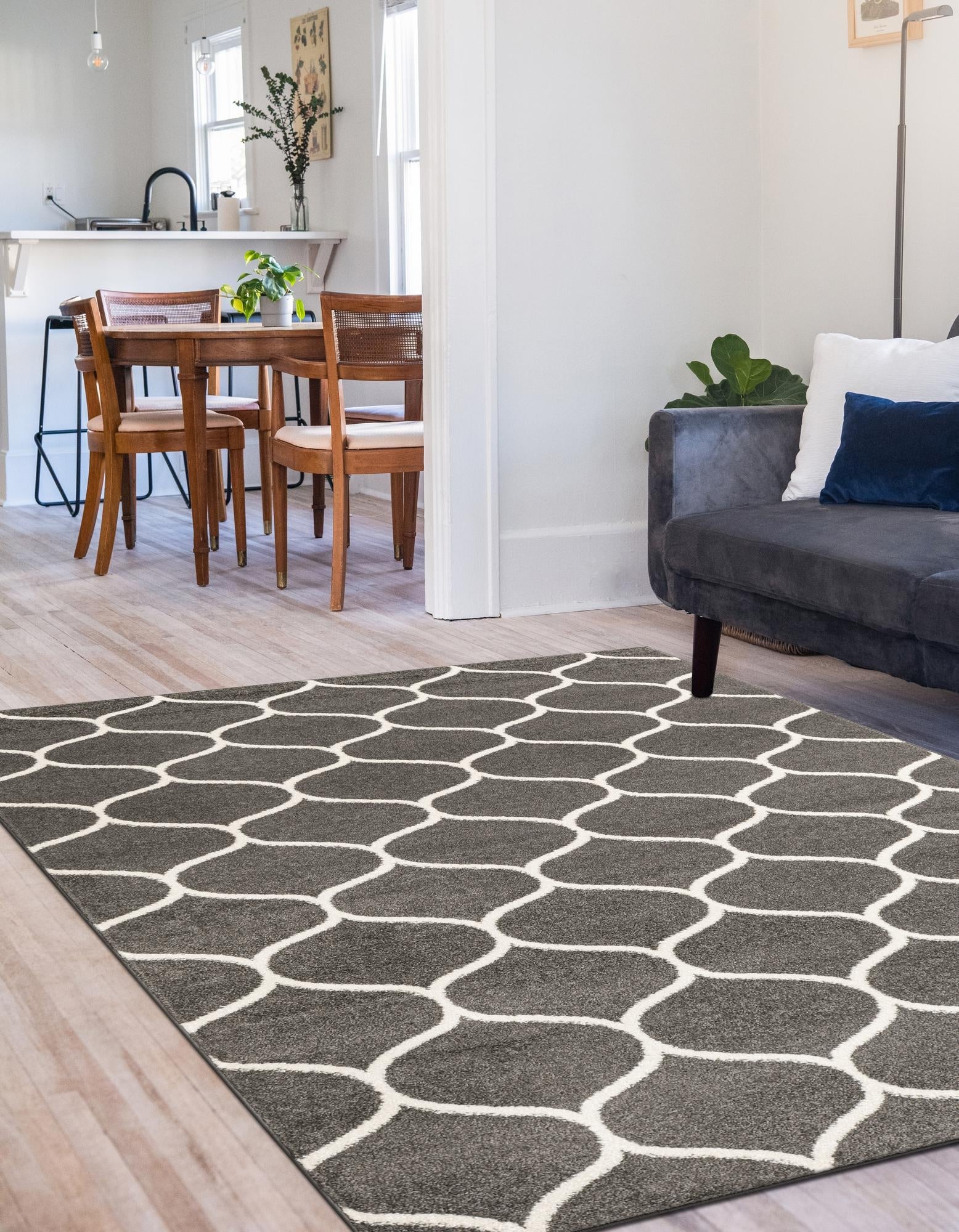 Trellis Mosaic Collection Area Rug -  Pergolatown (Dark Gray)