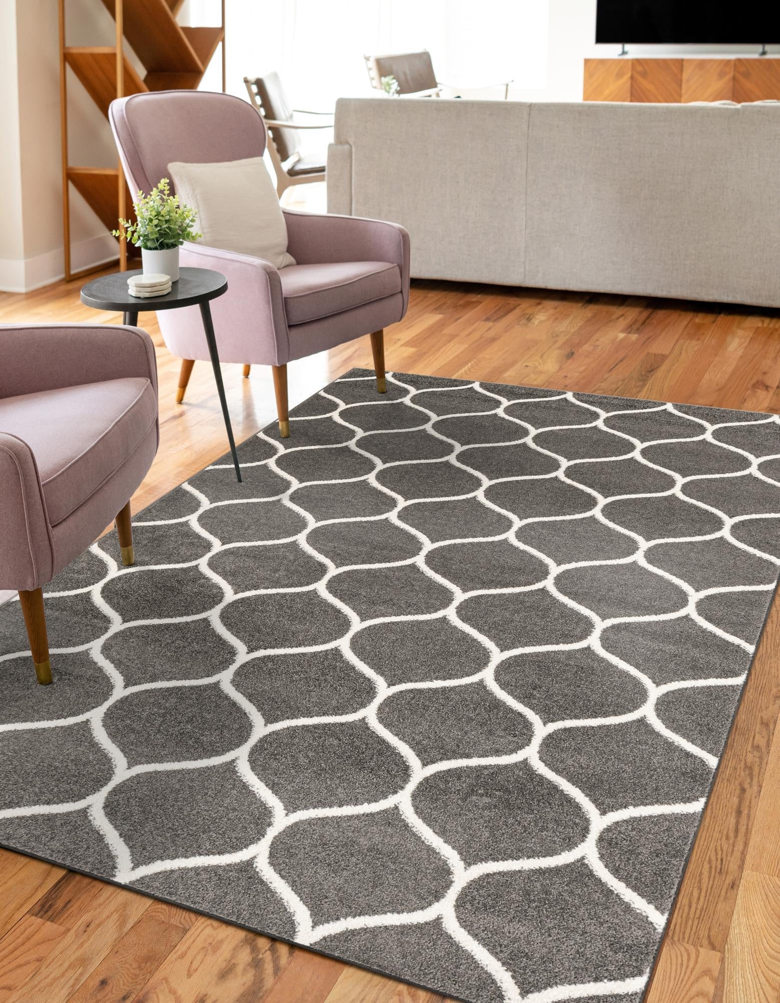 Trellis Mosaic Collection Area Rug -  Pergolatown (Dark Gray)