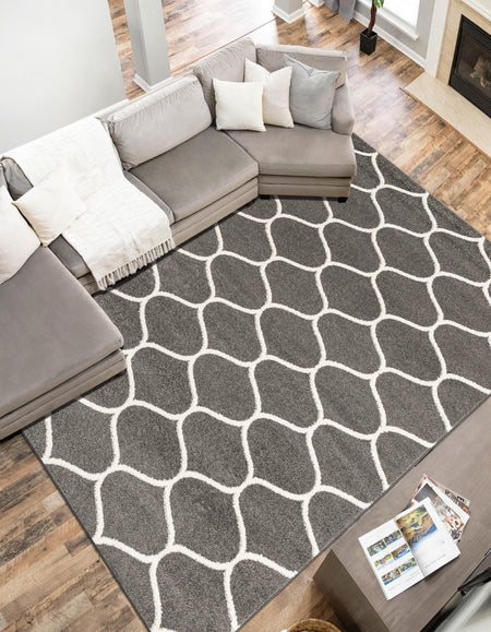 Trellis Mosaic Collection Area Rug -  Pergolatown (Dark Gray)