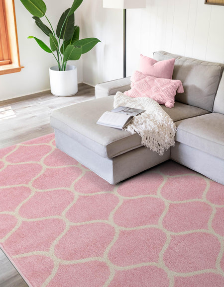 Trellis Mosaic Collection Area Rug -  Pergolatown (Light Pink)