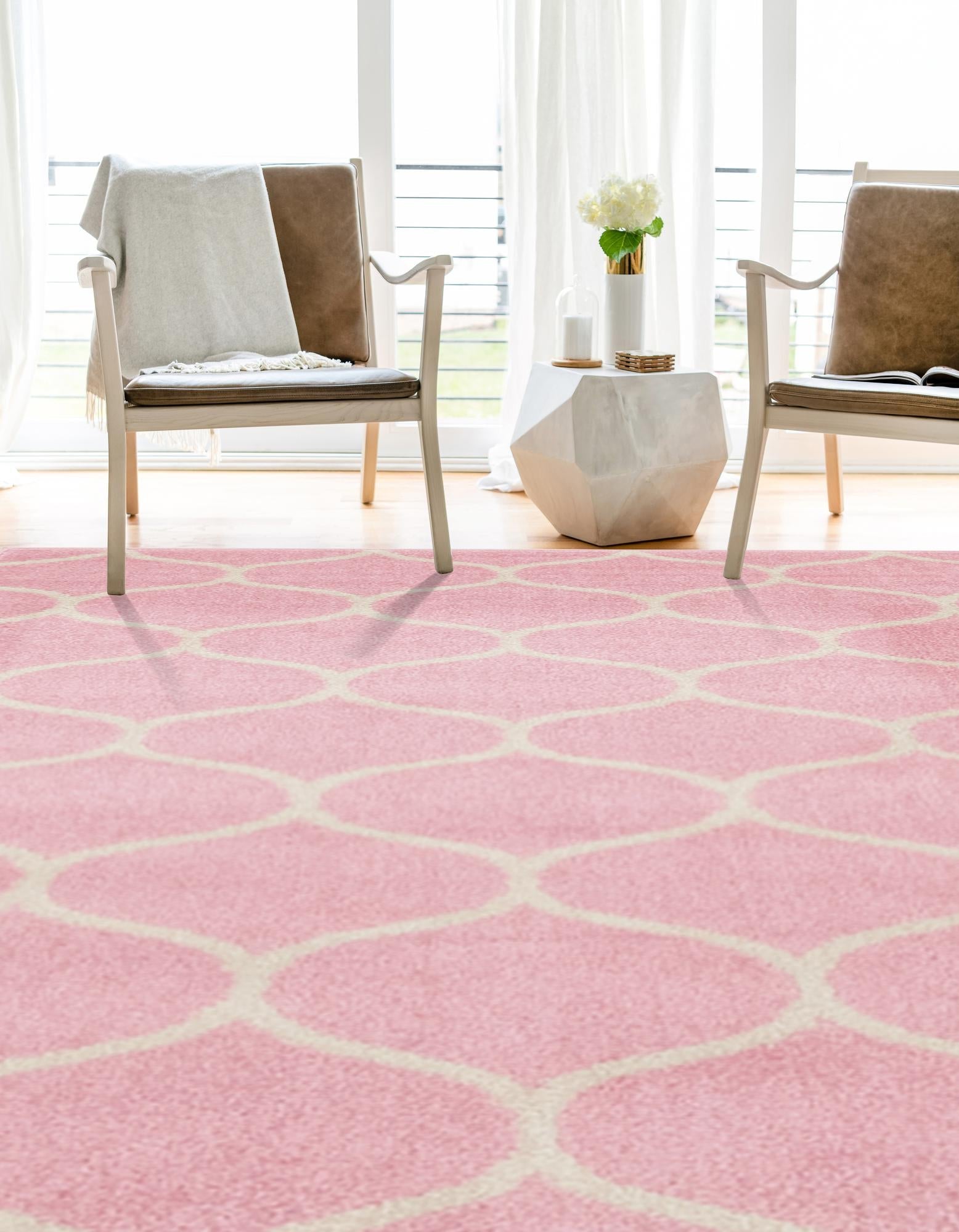 Trellis Mosaic Collection Area Rug -  Pergolatown (Light Pink)