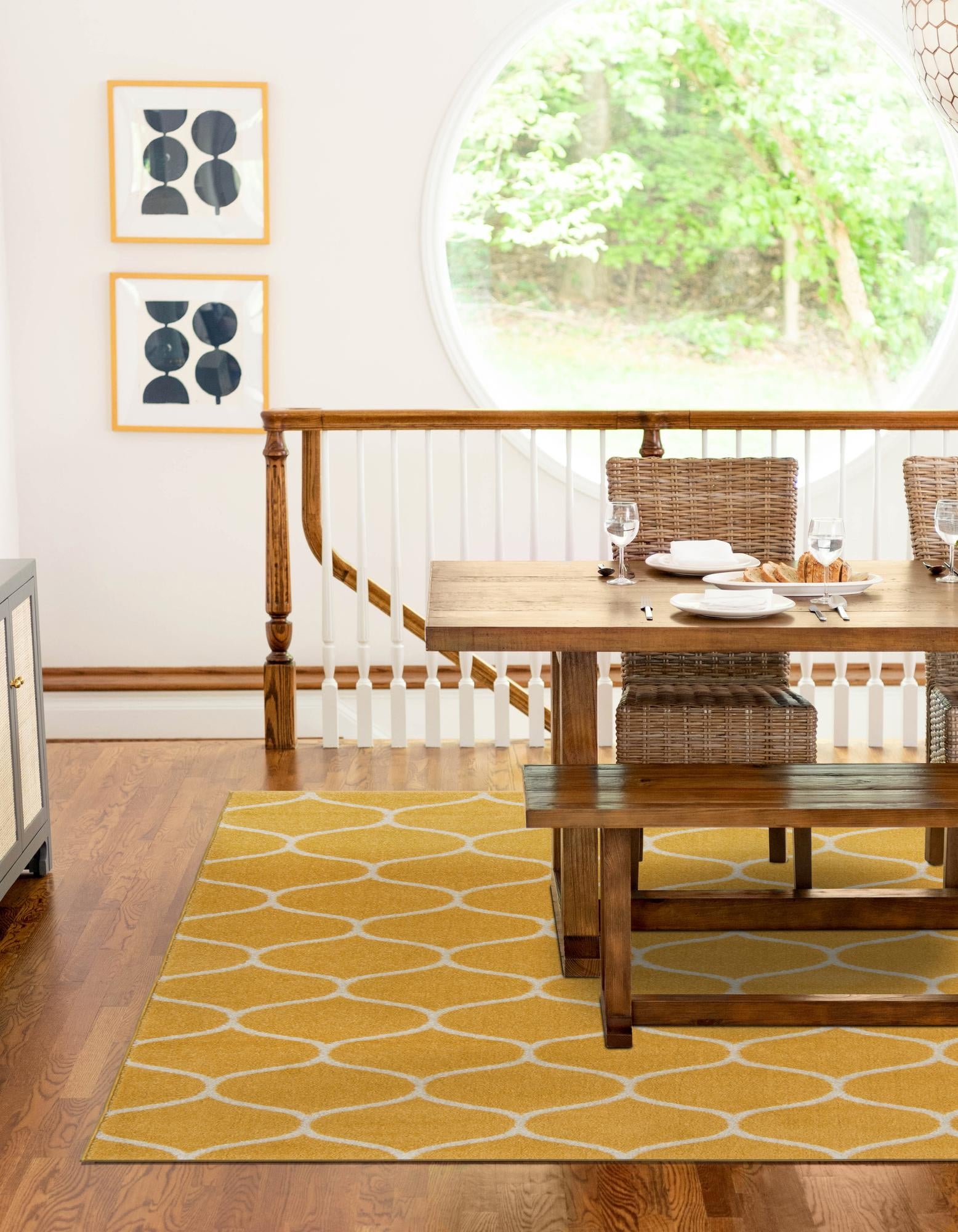 Trellis Mosaic Collection Area Rug -  Pergolatown (Yellow)